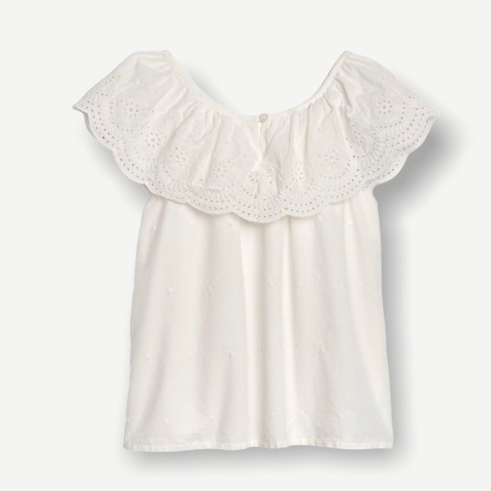 GAP Kids | Ivory | EYELET RUFFLE TOP - Picture 4 of 9